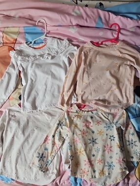 Lot of 4 Girls Long Sleeve Tops - White, Cream & Light Pink